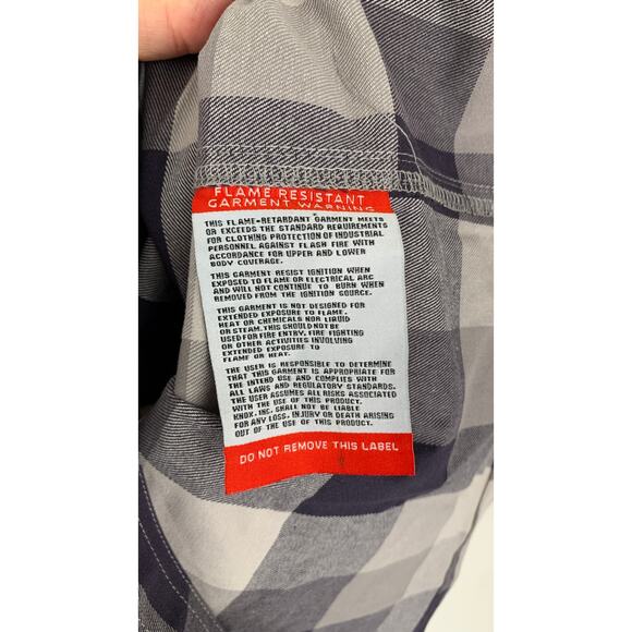 Knox FR Gray Plaid Button-Down Work Shirt Mens XXL New Flame Resistant Uniform - Picture 6 of 9